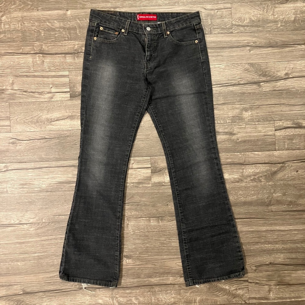 Levi's 518 Superlow Stretch Jeans Women's Size 9 JR M Black Denim Vintage Y2K